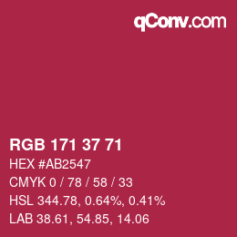 カラーコード: RGB 171 37 71 | qconv.com