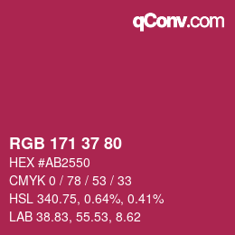 Color code: RGB 171 37 80 | qconv.com