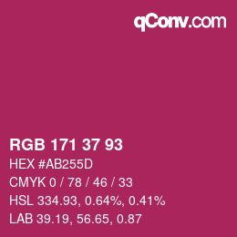 カラーコード: RGB 171 37 93 | qconv.com