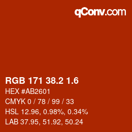 カラーコード: RGB 171 38.2 1.6 | qconv.com