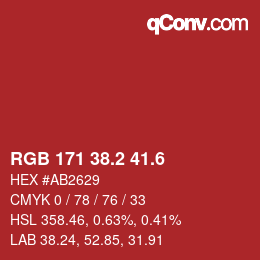 カラーコード: RGB 171 38.2 41.6 | qconv.com