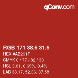 カラーコード: RGB 171 38.6 31.6 | qconv.com