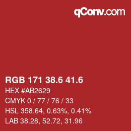 カラーコード: RGB 171 38.6 41.6 | qconv.com