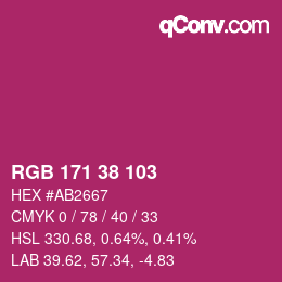カラーコード: RGB 171 38 103 | qconv.com