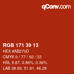 Código de color: RGB 171 39 13 | qconv.com