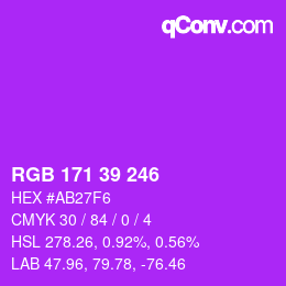 Color code: RGB 171 39 246 | qconv.com