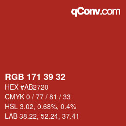 カラーコード: RGB 171 39 32 | qconv.com