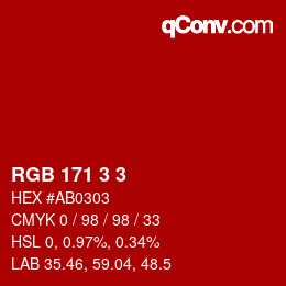 カラーコード: RGB 171 3 3 | qconv.com