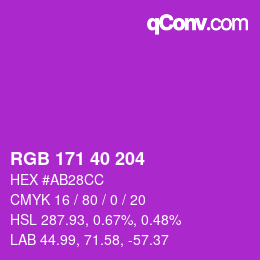 Color code: RGB 171 40 204 | qconv.com