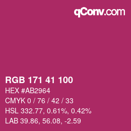Color code: RGB 171 41 100 | qconv.com