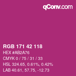 カラーコード: RGB 171 42 118 | qconv.com