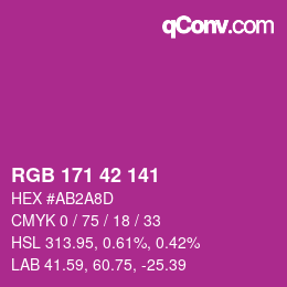 カラーコード: RGB 171 42 141 | qconv.com