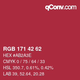 カラーコード: RGB 171 42 62 | qconv.com