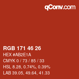 Color code: RGB 171 46 26 | qconv.com