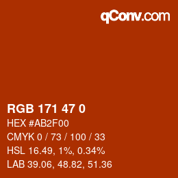 Color code: RGB 171 47 0 | qconv.com