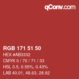 Color code: RGB 171 51 50 | qconv.com