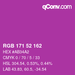 Color code: RGB 171 52 162 | qconv.com