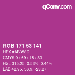 カラーコード: RGB 171 53 141 | qconv.com