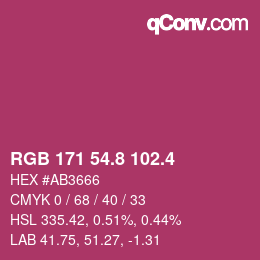 カラーコード: RGB 171 54.8 102.4 | qconv.com