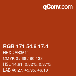 カラーコード: RGB 171 54.8 17.4 | qconv.com