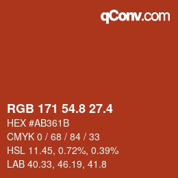 カラーコード: RGB 171 54.8 27.4 | qconv.com