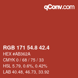 カラーコード: RGB 171 54.8 42.4 | qconv.com