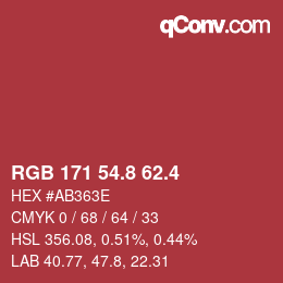 カラーコード: RGB 171 54.8 62.4 | qconv.com