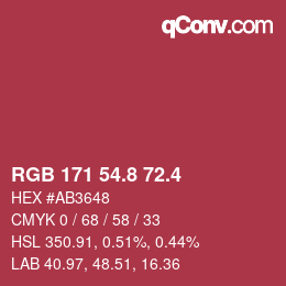 カラーコード: RGB 171 54.8 72.4 | qconv.com