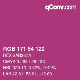 颜色代码: RGB 171 54 122 | qconv.com