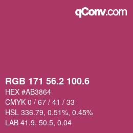 カラーコード: RGB 171 56.2 100.6 | qconv.com