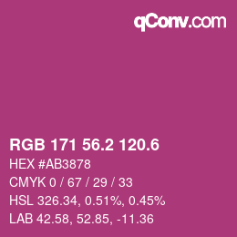カラーコード: RGB 171 56.2 120.6 | qconv.com