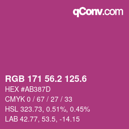 カラーコード: RGB 171 56.2 125.6 | qconv.com