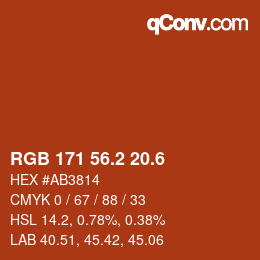 カラーコード: RGB 171 56.2 20.6 | qconv.com