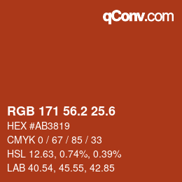 カラーコード: RGB 171 56.2 25.6 | qconv.com