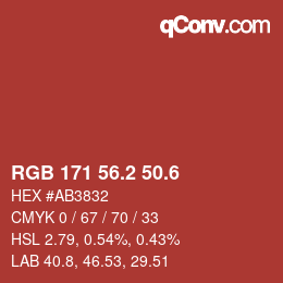 カラーコード: RGB 171 56.2 50.6 | qconv.com
