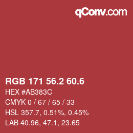 カラーコード: RGB 171 56.2 60.6 | qconv.com