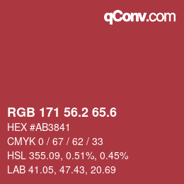 カラーコード: RGB 171 56.2 65.6 | qconv.com