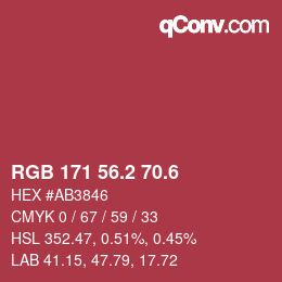 カラーコード: RGB 171 56.2 70.6 | qconv.com