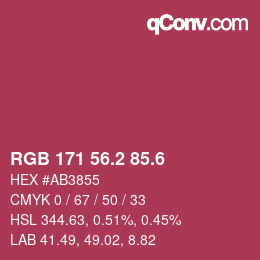 カラーコード: RGB 171 56.2 85.6 | qconv.com