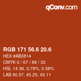 カラーコード: RGB 171 56.6 20.6 | qconv.com