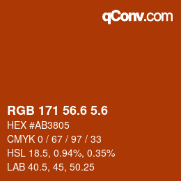 カラーコード: RGB 171 56.6 5.6 | qconv.com