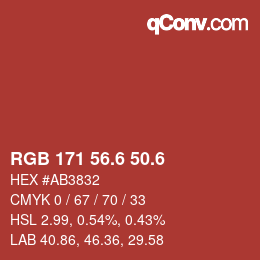 カラーコード: RGB 171 56.6 50.6 | qconv.com