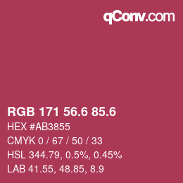 カラーコード: RGB 171 56.6 85.6 | qconv.com