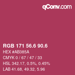 カラーコード: RGB 171 56.6 90.6 | qconv.com