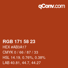 カラーコード: RGB 171 58 23 | qconv.com