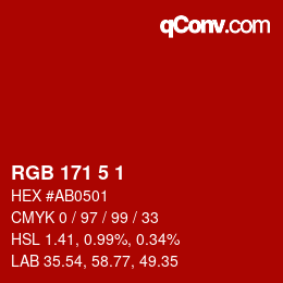 カラーコード: RGB 171 5 1 | qconv.com