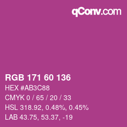 Color code: RGB 171 60 136 | qconv.com