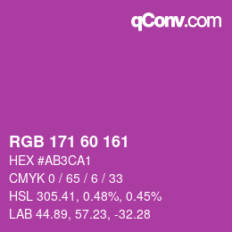 カラーコード: RGB 171 60 161 | qconv.com