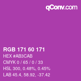 颜色代码: RGB 171 60 171 | qconv.com