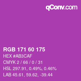 カラーコード: RGB 171 60 175 | qconv.com